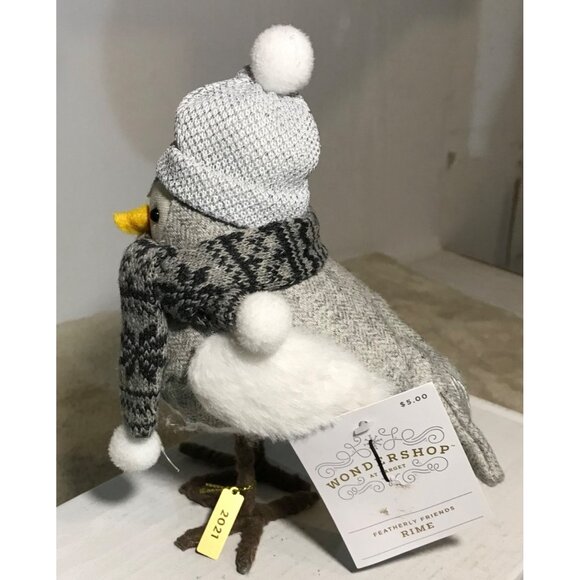 Wondershop Featherly Friends Rime Winter Bird Statue With Scarf & Hat 2021 7" - Picture 4 of 9